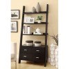 Leaning Ladder Bookshelf with 2 Drawers
