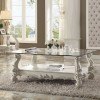 Versailles Glass Top Rectangular Coffee Table (Bone White)