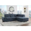 Platina Sectional w/ Pull-out Bed and Storage Ottoman (Blue)