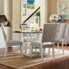 Escape 54 Inch Round Glass Dining Set w/ Hamptons Chairs