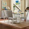 Escape 44 Inch Round Glass Dining Set w/ Hamptons Chairs