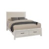 Lodge and Loft Soft White Ivory Cream Upholstered Storage Bed