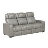 Apex Gray Power Reclining Sofa w/ Drop-Down Table, Power Headrests, Air Massage and Heat