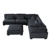 Traverse Black 6-Piece Sectional w/ Ottoman