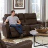 Mara Power Lay Flat Reclining Console Loveseat w/ Voice Commands (Coffee)