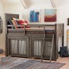 Bunkhouse Mid Loft Bed w/ Two Sliding Door Chests