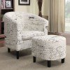 French Script Pattern Accent Chair w/ Ottoman