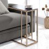 Chocolate Chrome Accent Table w/ Black Glass Top