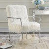 White Faux Sheep Accent Chair w/ Metal Frame