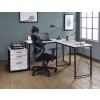 Zaidin L-Shaped Home Office Set (Antique White/ Black)