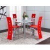Valencia Square Counter Height Dining Room Set (White) w/ Red Stools