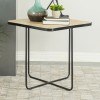 Travertine and Matte Black Accent Table