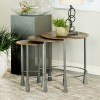 Natural and Gunmetal 3-Piece Nesting Table Set