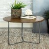 Natural and Gunmetal Accent Table w/ Triangle Wire Base