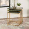 Green and Antique Gold 3-Piece Nesting Table Set