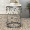 White and Black Drum Shaped Accent Table