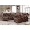 Putnam Modular Power Reclining Sectional w/ Right Chaise (Brown)