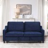 Adelia Convertible Studio Sofa w/ Pull-out Bed (Navy)