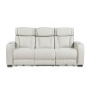 Fairway Taupe Power Reclining Sofa w/ Drop-Down Table, Power Headrests and LED Lighting