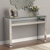 Hollywood Glam Console Table w/ Floating Glass Top