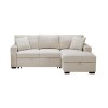 Pompano Beige 2-Piece Sectional w/ Right Chaise, Pull-Out Bed, Hidden Storage and Shelves