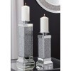 Charline Candle Holder Set w/ Silvertone Beaded Accents (Set of 2)