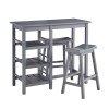 Breakfast Club Counter Height Table w/ Two Stools (Gray)