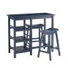 Breakfast Club Counter Height Table w/ Two Stools (Navy Blue)