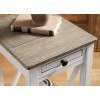 Adalane Accent Table w/ USB (White and Gray)