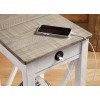 Adalane Accent Table w/ USB (White and Gray)