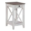 Adalane Accent Table w/ USB (White and Gray)