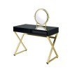 Coleen X-Shape Vanity Set w/ Mirror and Jewelry Tray (Black/ Gold)