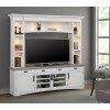 Americana Modern 92 Inch TV Console w/ Hutch and LED Lights (Cotton)