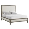Versailles White Fabric Upholstered Bed (Grey)
