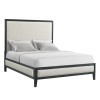 Versailles White Fabric Upholstered Bed (Black)