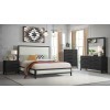 Versailles Bedroom Set w/ White Fabric Upholstered Bed (Black)