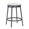 Slate Grey with White Oak Backless Metal Frame Counter Stool