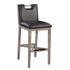 Jakarta Wood Counter Stool w/ Leather Wrapped Back and Handle