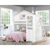 Tree House Loft Bed (Weathered White/ Pink)