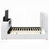 Shelyn White Upholstered Bed w/ Fireplace and TV Lift Cabinet