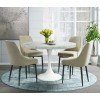 Celeste Round Dining Room Set (White) w/ Cream Chairs