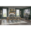 Vintage Market Barnwood Oak Dining Room Set w/ Mallard Green Rush Seat Ladder Back Chairs