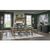 Vintage Market Barnwood Oak Dining Room Set w/ Mallard Green Rush Seat Ladder Back Chairs
