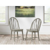 Vintage Market Kettle Black and Barnwood Oak Round Dining Room Set w/ Northern Moss Windsor Chairs