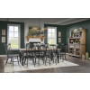 Vintage Market Kettle Black and Barnwood Oak Dining Room Set w/ Kettle Black Windsor Chairs