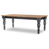 Vintage Market Kettle Black and Barnwood Oak Dining Room Set w/ Barnwood Oak Turned Spindle Chairs