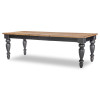 Vintage Market Kettle Black and Barnwood Oak Dining Room Set w/ Barnwood Oak Turned Spindle Chairs