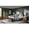 Vintage Market Kettle Black and Barnwood Oak Bobbin Post Bedroom Set w/ Barnwood Oak Casegoods