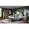Vintage Market Kettle Black and Barnwood Oak Bobbin Post Canopy Bedroom Set w/ Barnwood Oak Casegoods