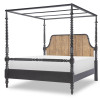 Vintage Market Kettle Black and Barnwood Oak Bobbin Post Canopy Bed